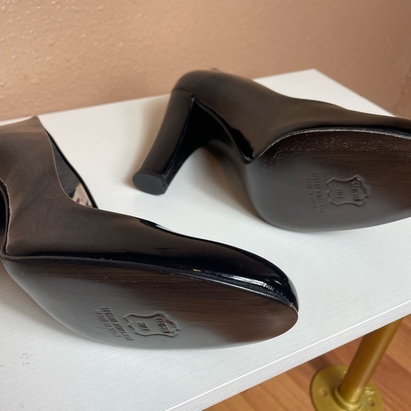 Stuart Weitzman Heels | Patent Leather Black Round Toe Pumps - Picture 10 of 14